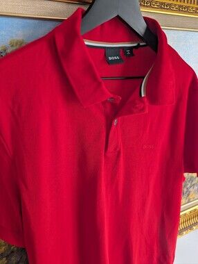 BOSS Men's Bright Red Polo with Subtle Logo